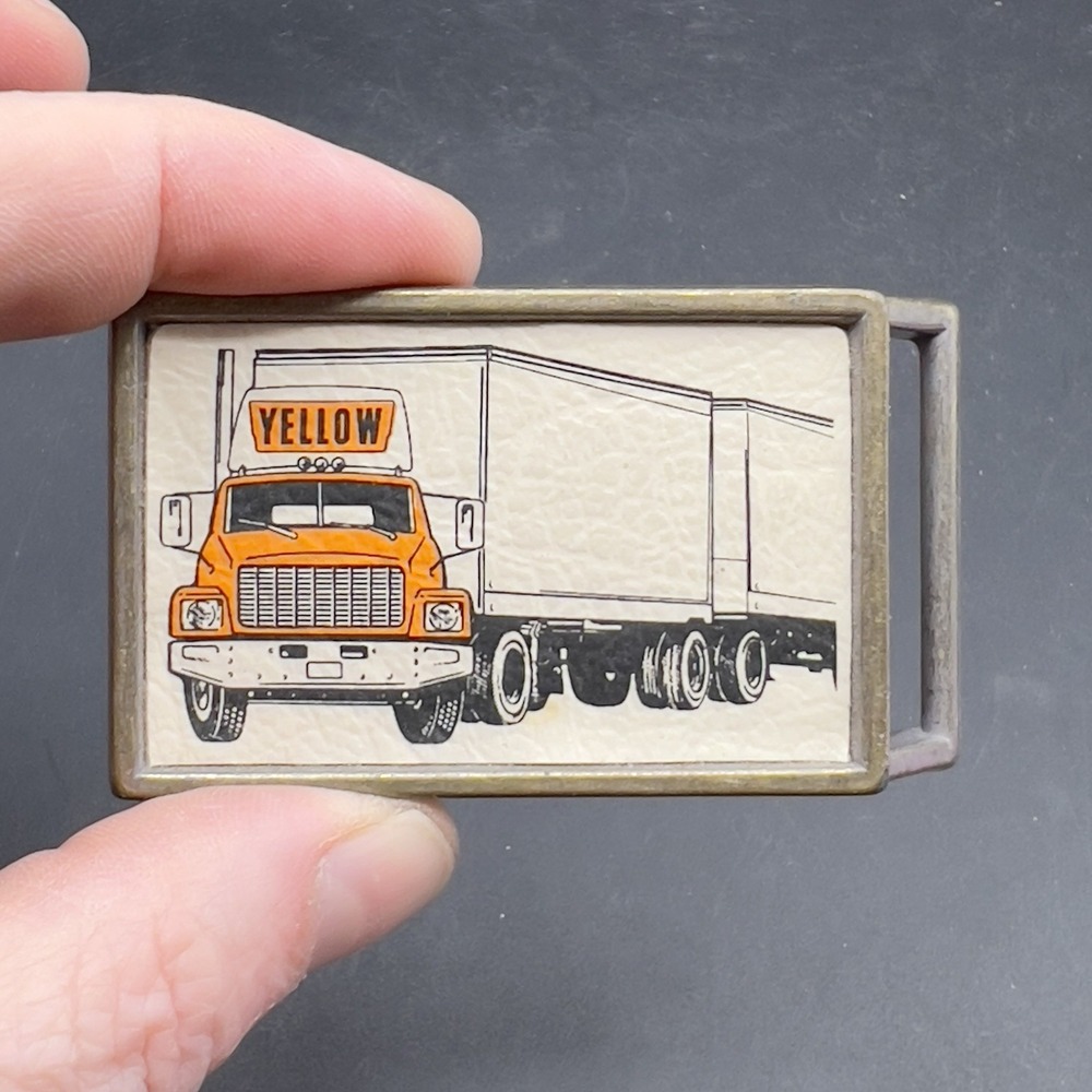 Vintage EL CID "Yellow Semi‎ Truck" Promotional Advertising Men's Belt Buckle